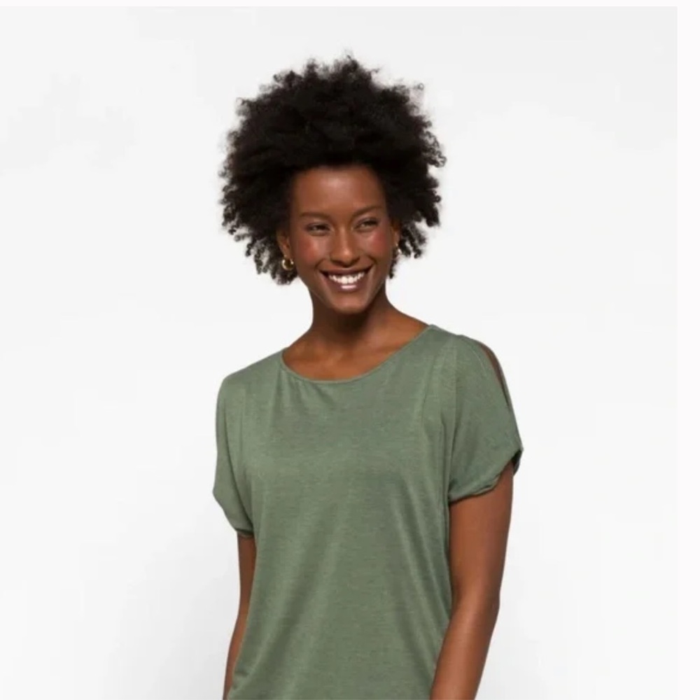 Forest green cold shoulder top